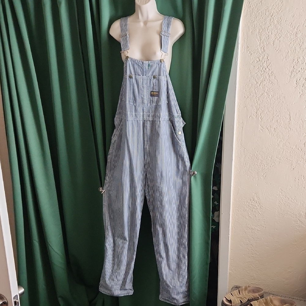 Vintage Adult OshGoshbWomen's Blue Striped Overalls